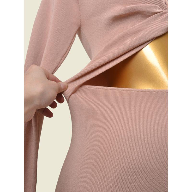 Spanish Brand Sexy Bare Midriff Slim Fit Sexy Bodycon Dress Fashion Wind Pure Color Twist Long Sleeves Knitting Dress