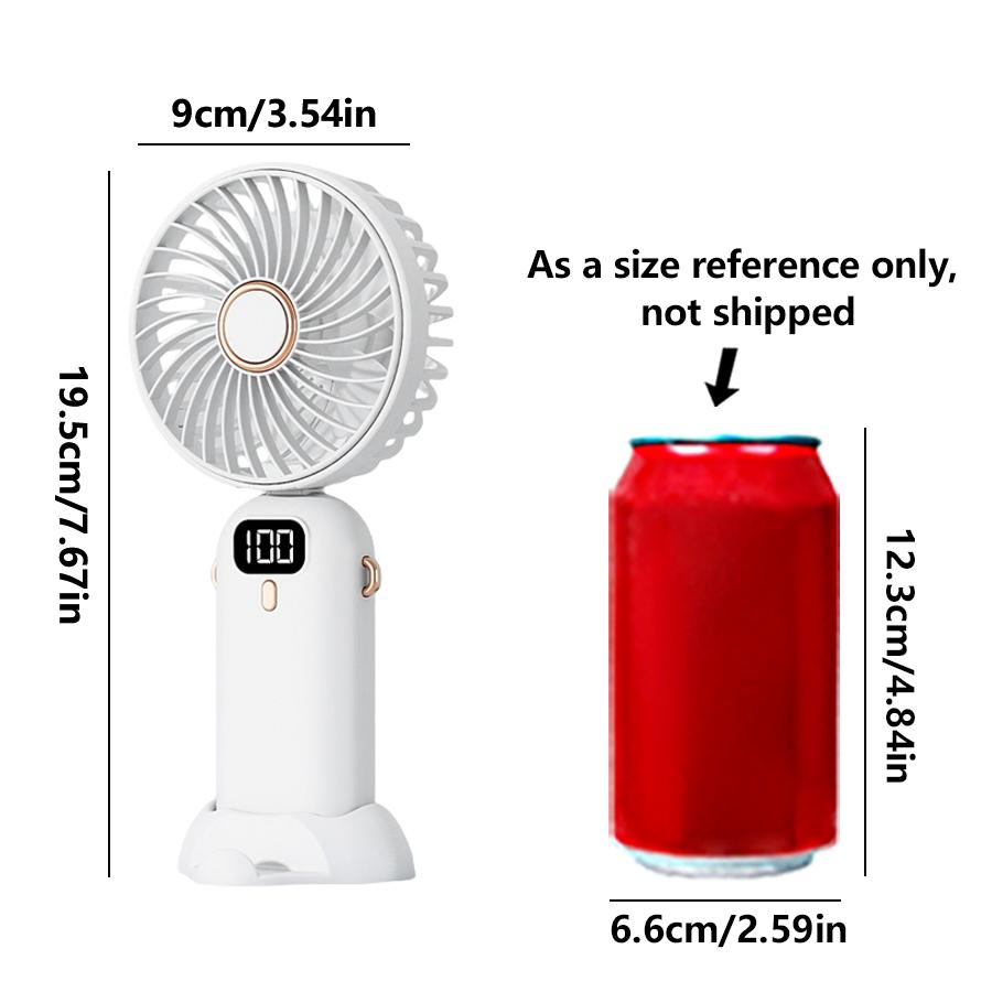 

Ручной вентилятор Портативный вентилятор 2000 мАч Аккумулятор 5 скоростей ветра Светодиодный дисплей Персональный Мини Дорожный вентилятор с подставкой Подарок белый