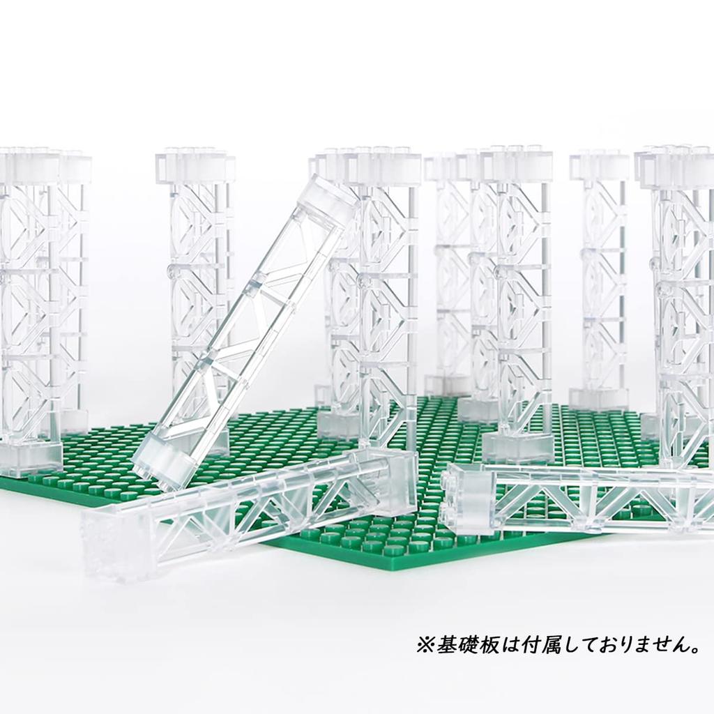 INIBUD Classic Block Parts, Compatible with Base Plates, Roofs, Triangular Columns, Clear (12)