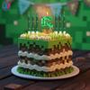 7Pcs Pixel Miner Birthday Cake Candles Topper for Pixel Theme Party Anniversary Party Video Game Party Supplies for Boys Girls