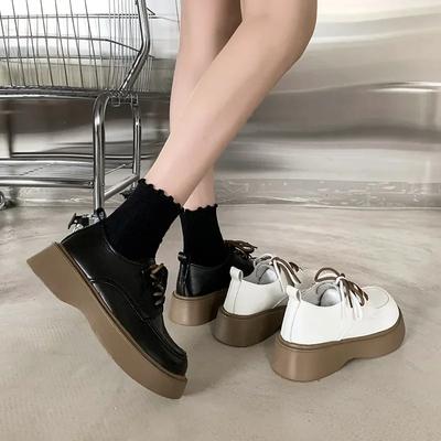 Women's Loafers 2024 Spring British Style Lace-up Platform  Shoes Woman Japanese  Uniform Lolita Shoes Women