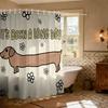Cartoon Sausage Dog Printed Waterproof Shower Curtain Multi Size Partition Privacy Hanging Curtain Fashion Bathroom Decoration