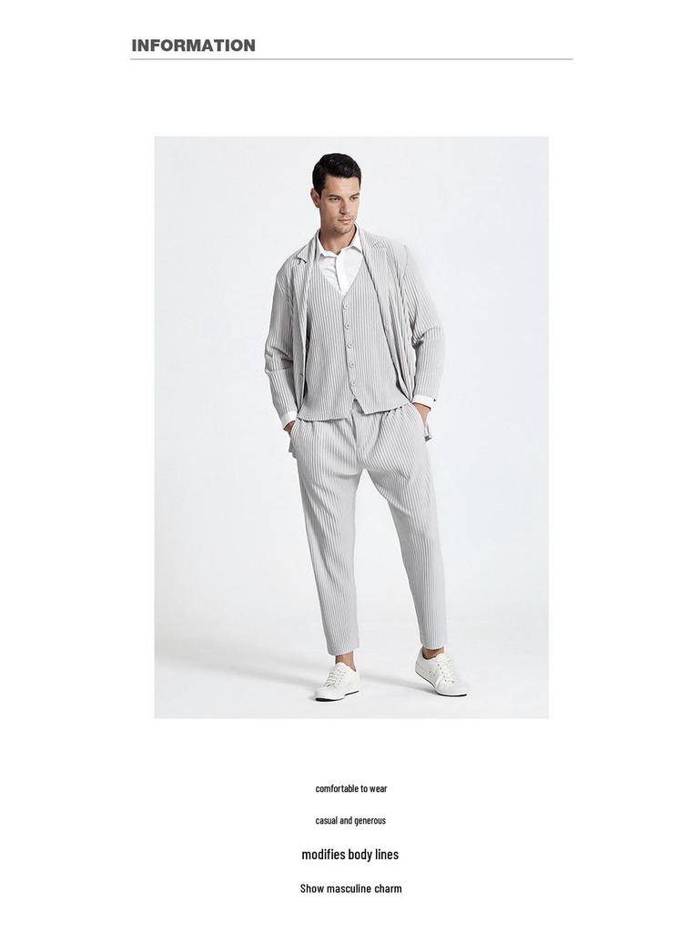 Men's Summer 2021 Pleated Casual Suit Jacket and Trench Cardigan