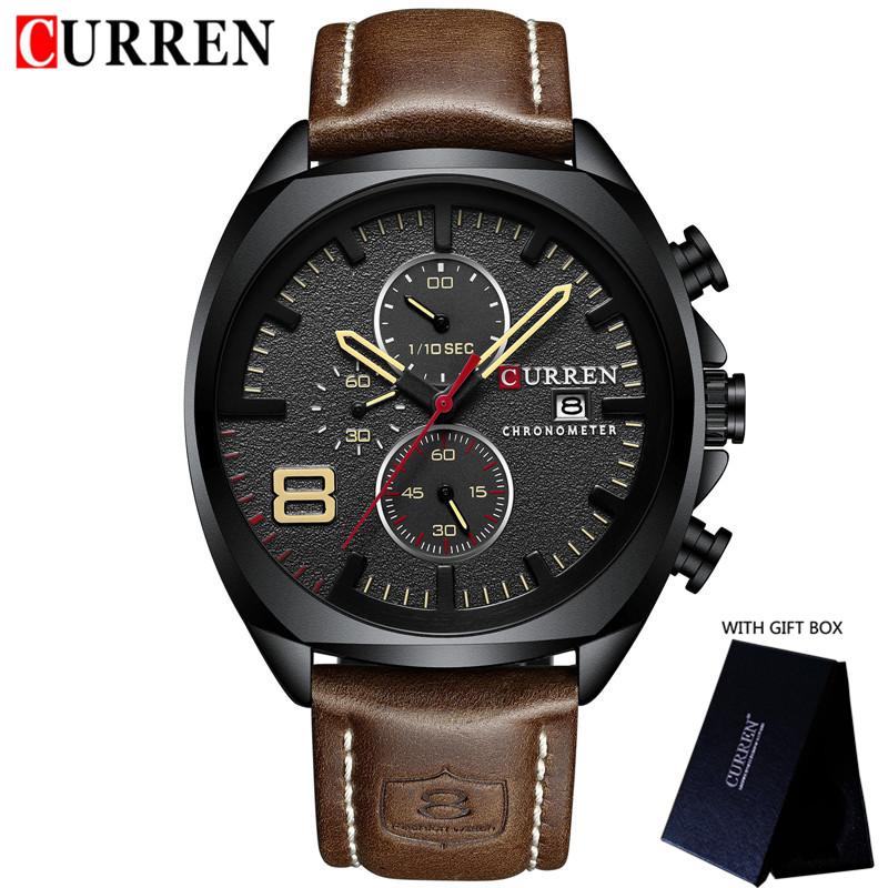 CURREN Uhr Herren Wasserdicht Chronograph Sport Militär Männliche Uhr Mann Top Marke Luxus Leder Armbanduhr Relogio Masculino 8324