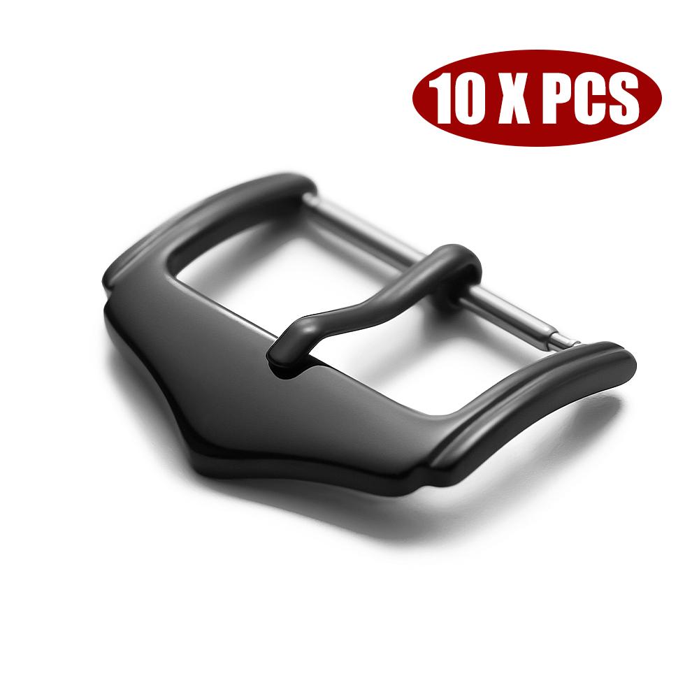 16mm 18mm 20mm Watch Band Metal Buckle Strap Solid Triangle Button Stainless Steel Polished Clasp Silver Black Watch Buckles