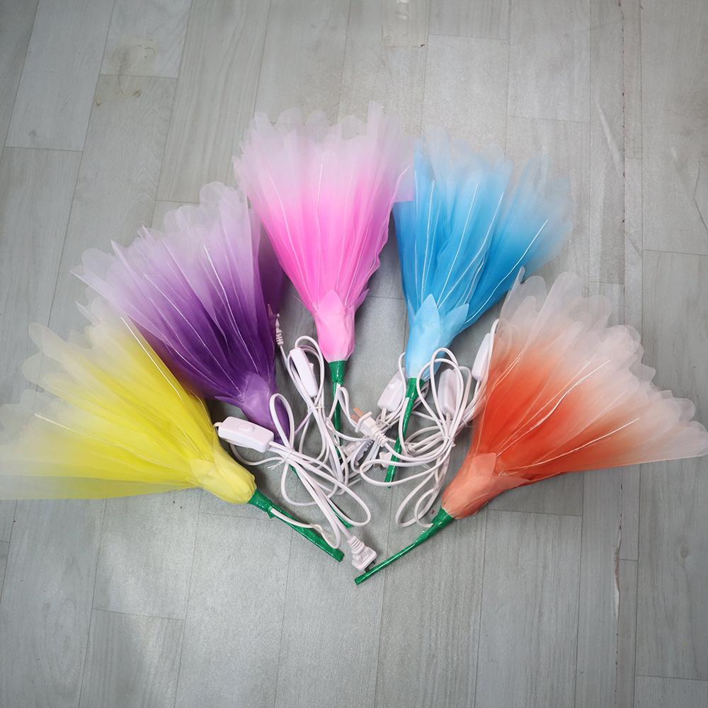 Man-made Large Yarn Flower Set with Lamp Living Room Floor Placement Garden Decoration Outdoor High Quality Artificial Flowers
