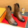 European and American Western Cowboy Boots Trendy Men's Shoes Tooling Fashionable Retro Zipper Martin Boots High-top Boots