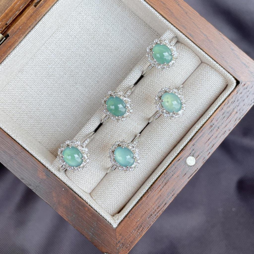 Icy Blue Jadeite Women's Ring - Natural Grade A Jadeite