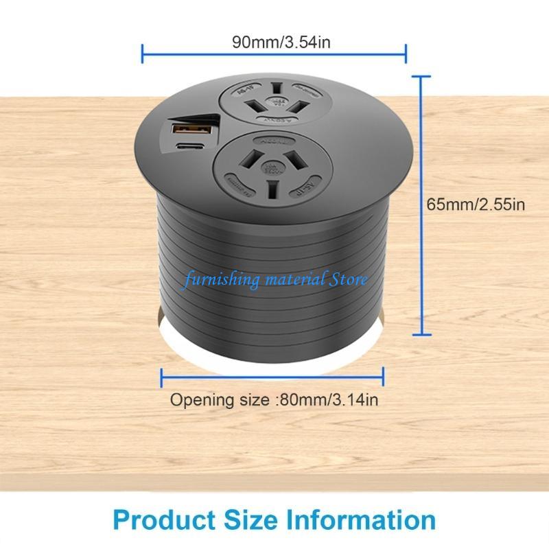 Y5GD Round Desk Embedded Power Outlet with USB C Desktop Charging Station for Office