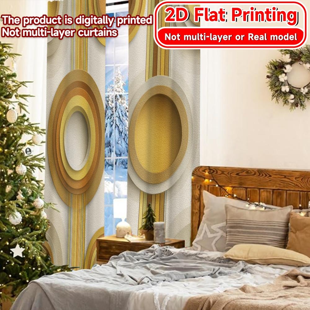 Set Of 2 Modern Flat Printing Geometric Harmony Minimalist Curtains Polyester Decorations Home Perfect Curtain Made