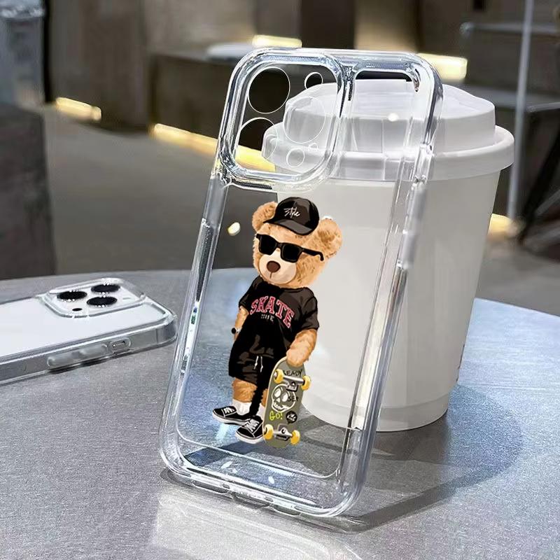 

Plush Teddy Bear Back View Pattern Phone Case for iPhone 17 16 15 14 13 12 11 16E Series Pro Max Plus Double Layer Protection iphone 12 Pro