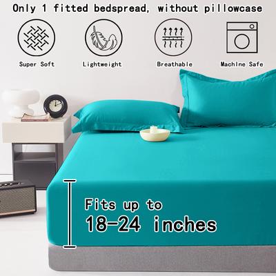 1 Ultra Deep Pocket Bed Sheet, Bedroom Lake Blue Matte Bed Sheet, Soft And Breathable Bedding (Suitable For 45-60Cm Mattresses)