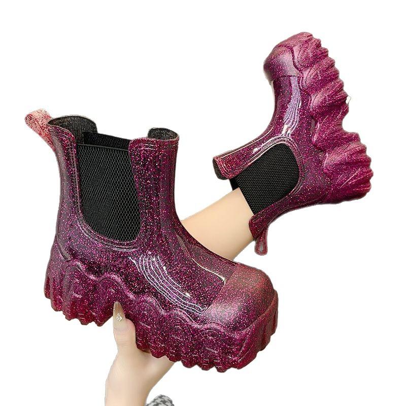 Fashion 2025 New Eco-Friendly Fashion Women Rain Boots Outdoor Comfortable Designer Shoes Women Trend Luxury Platform Ankle Boots Women
