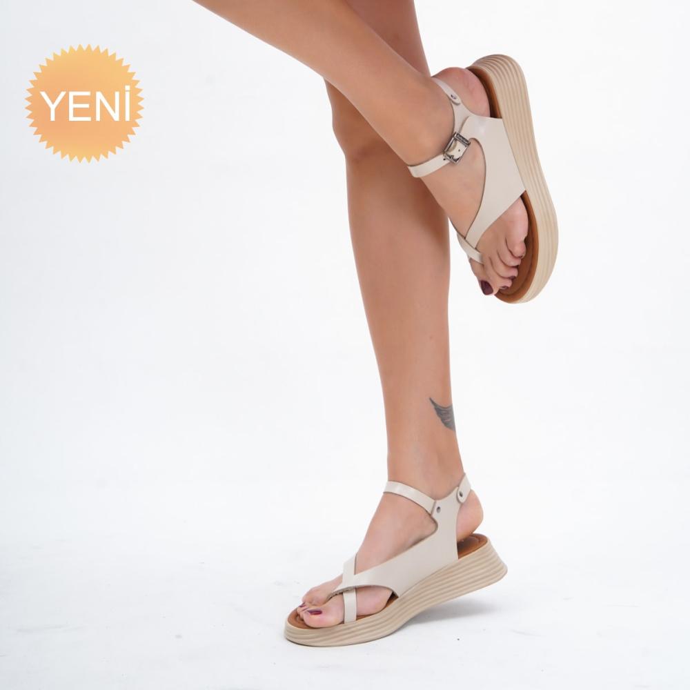 Sandales en cuir pour femmes bleues en cuir véritable