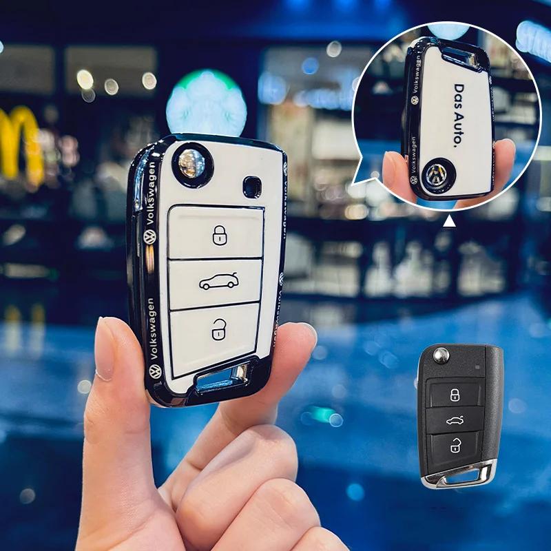 

New Soft TPU Car Remote Key Cover Case Holder Protector Shell For VW Volkswagen Polo Golf 7 MK7 Tiguan MK2 T-roc T-cross Ac