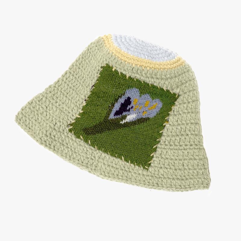 

Korean Niche Designer Style Flower Wool Hat for Women In Autumn and Winter Warm Knitted Fisherman Hat Trendy Couple One size