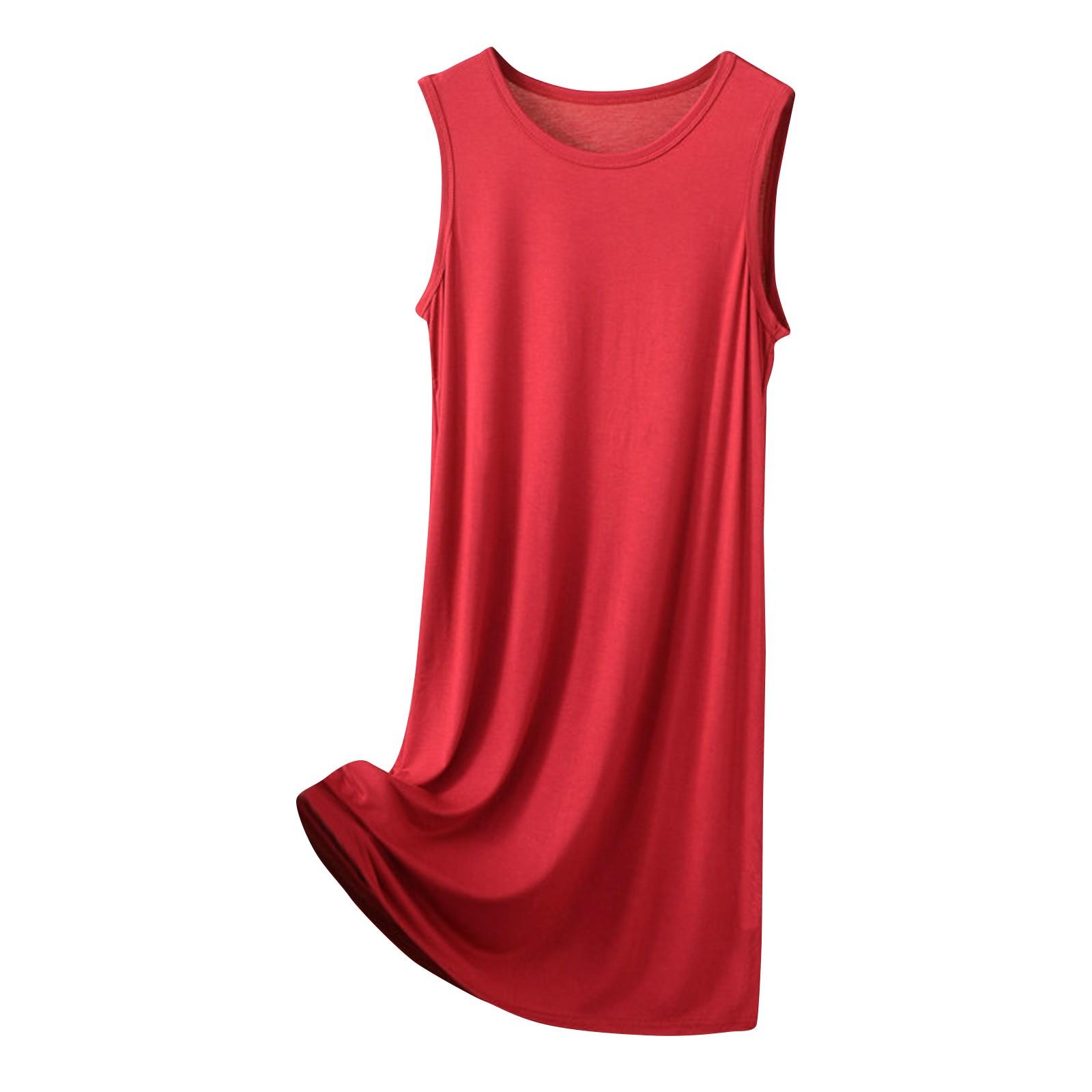 Damenmode Nachthemd Plus-Size Mittellanges Pyjama-Sommerkleid XXXL weinrot