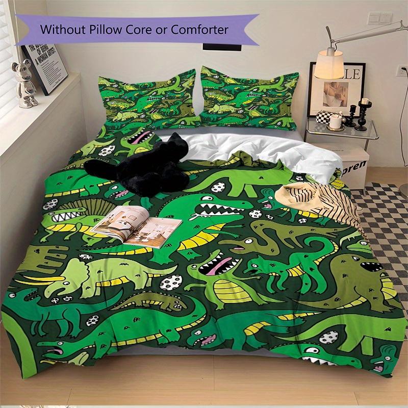 3Pcs Dinosaur Pattern Printed Bedding Set, Breathable And Soft, Machine Washable, Christmas Gift, Suitable for Bedroom Decoration, 15196