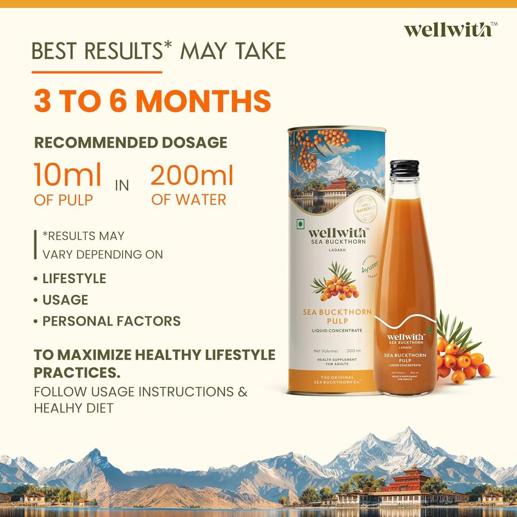 Ayuzera Koncentrat z Miąższu Rokitnika Zwykłego z Himalajów 300ml Tłoczony na Zimno Naturalna Witamina C Antyoksydanty Kwasy Tłuszczowe Omega Sok
