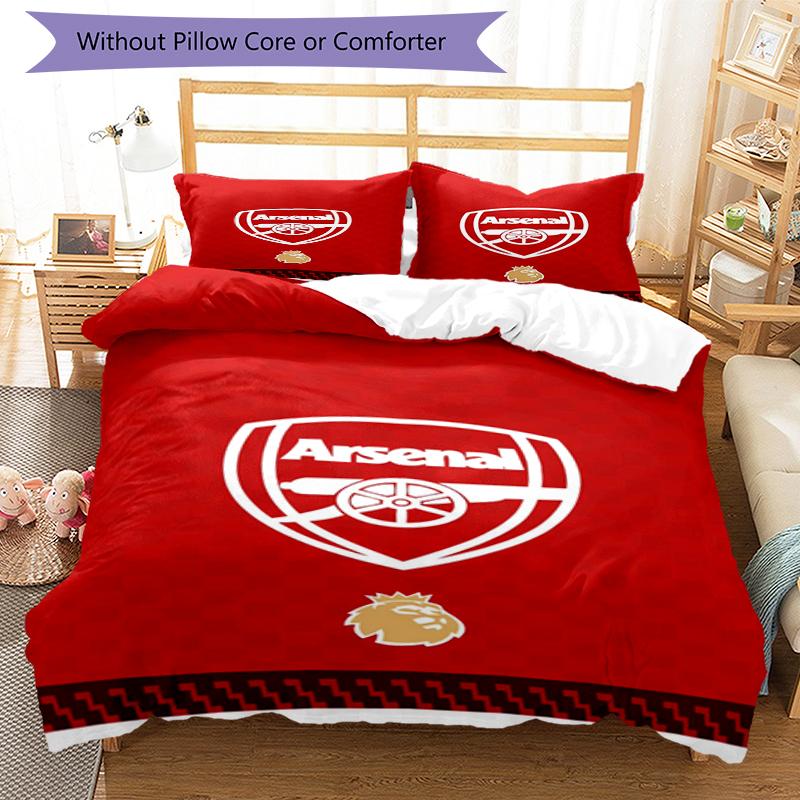 3pcs Arsenal Football Club Bedding Set Duvet Cover Closure Includes 1 Duvet Cover & 2 Pillowcases, Soft and Comfortable for All Seasons.