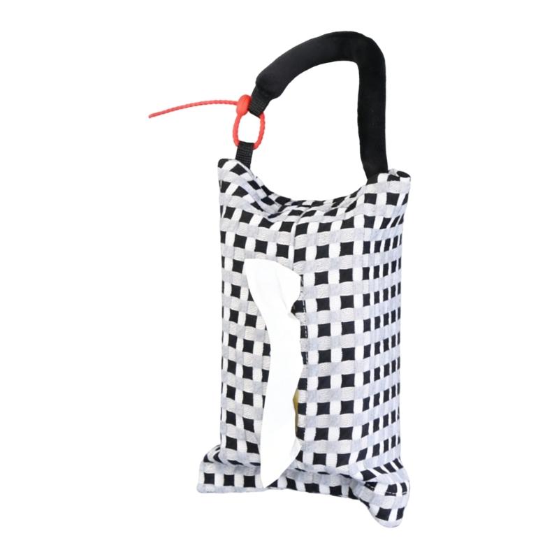Plaids Pattern Paper Case Car Headrest Tissue Box Tissue Dispenser Bag Car Tissue Holder 6.7X9.8in Car Interior Accessory