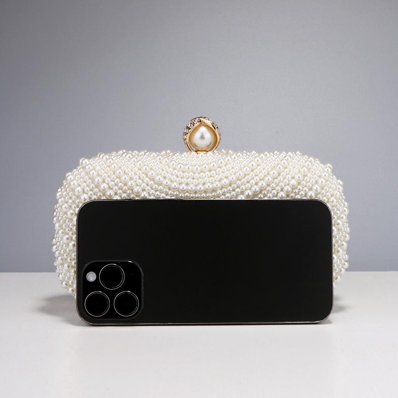 Beading Women Evening Bags Vintage Small Chain Shoulder Handbags Pearl Diamonds Metal Ladies Clutch Handbags