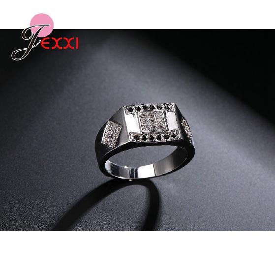 Letter H Fashion 925 Sterling Silver Color Punk Rings For Women Men White Black Cubic Zircon Crystal Bridal Finger Ring Jewelry