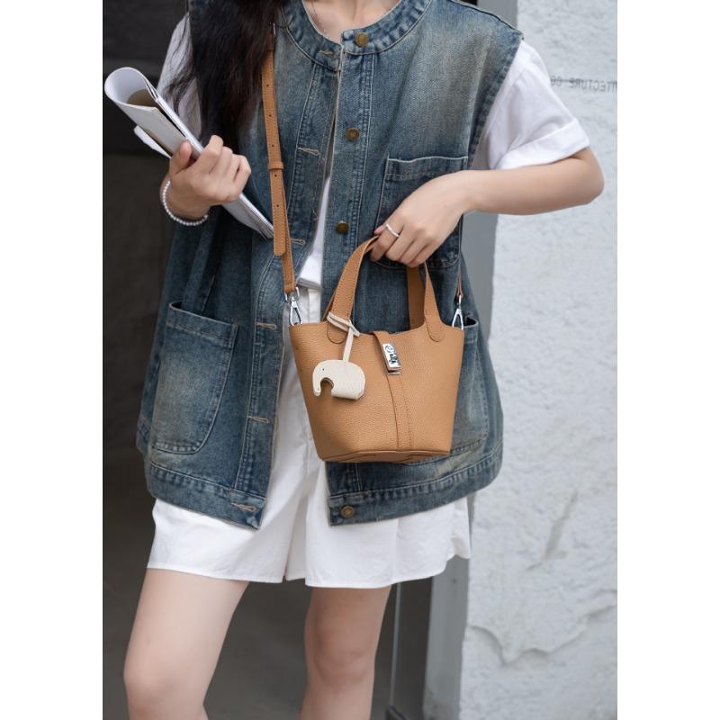 

Женская сумка Высококачественная сумка-корзина из кожи личи ручной работы Новая модная и универсальная сумка через плечо