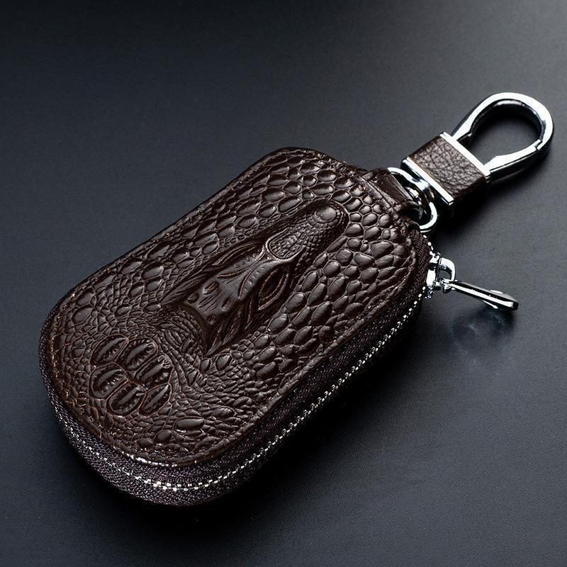 Single/Double Layer Leather Key Case for Car Key Wallet Pocket Key Holder Organizer Pouch Keys Organizer Zipper Case Bag