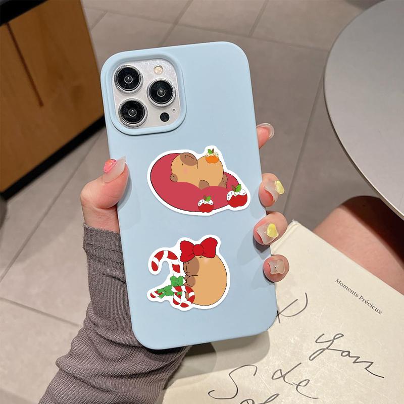 50Pcs Cute Christmas Capybara Stickers Diy Decoration Stationery Guitar Phone Notebook Scrapbook Creative Decals Kids Toys Gift
