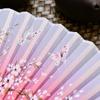 1Pc Vintage Silk Folding Fan Retro Chinese Japanese Bamboo Folding Fan Tassel Dance Hand Fan Home Decoration Ornament Craft Gift