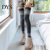 Home Style Socks 1 Pair Women Winter Calf Covers Thickend Material Colorblock Leg Cover Knitted Cuffs Over Knee Length Wraps Anti-slip High Elasticity