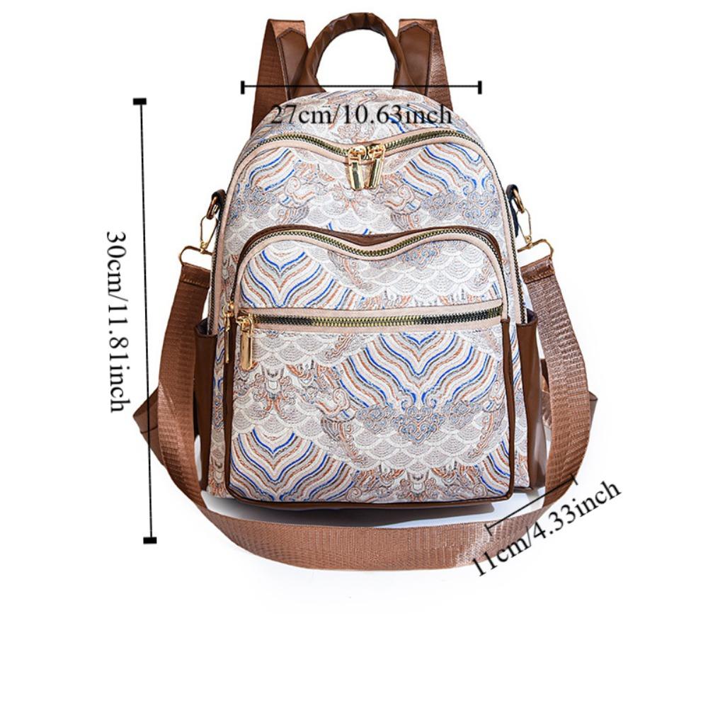 Top Handle Ethnic Style Shoulder Bag Pu Mini Travel Backpack Japanese Women Casual Backpack  Lady