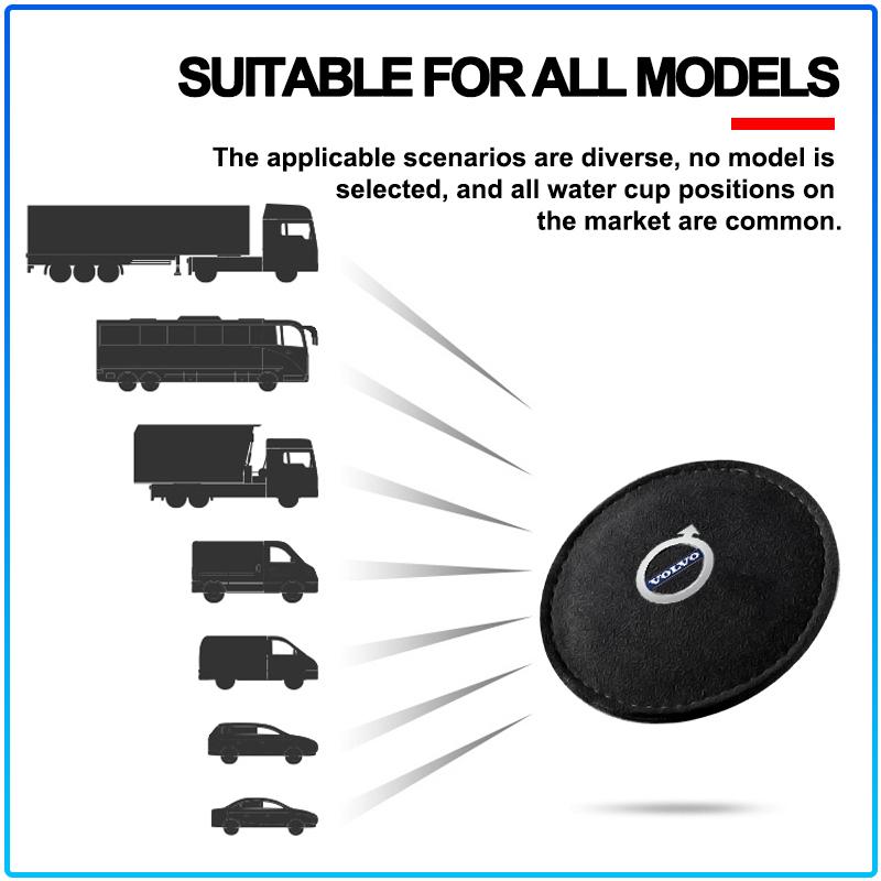 PU Leather Slot Non-slip Coaster Mat Car Cup Holder Pad For Volvo 240 C70 S40 S50 S60 S70 S80 S90 V40 V50 V60 V90 XC40 XC60 XC90 Vnl Truck