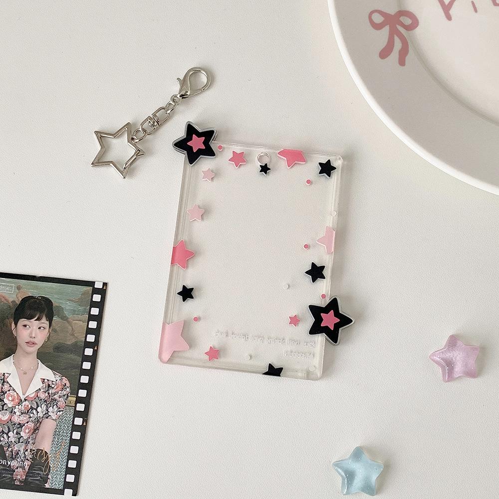 Cute Idol Photocard Display Pendant Transparent Acrylic Card Holder with Star Girls 3-Inch Photo Card Hard Case Cover Bag Decor