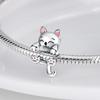 Original 925 Sterling Silver Charms Heart-shaped Paw Print Cat Kitten Pet Charm Bead Fit Bracelets Necklace Pendant DIY Jewelry