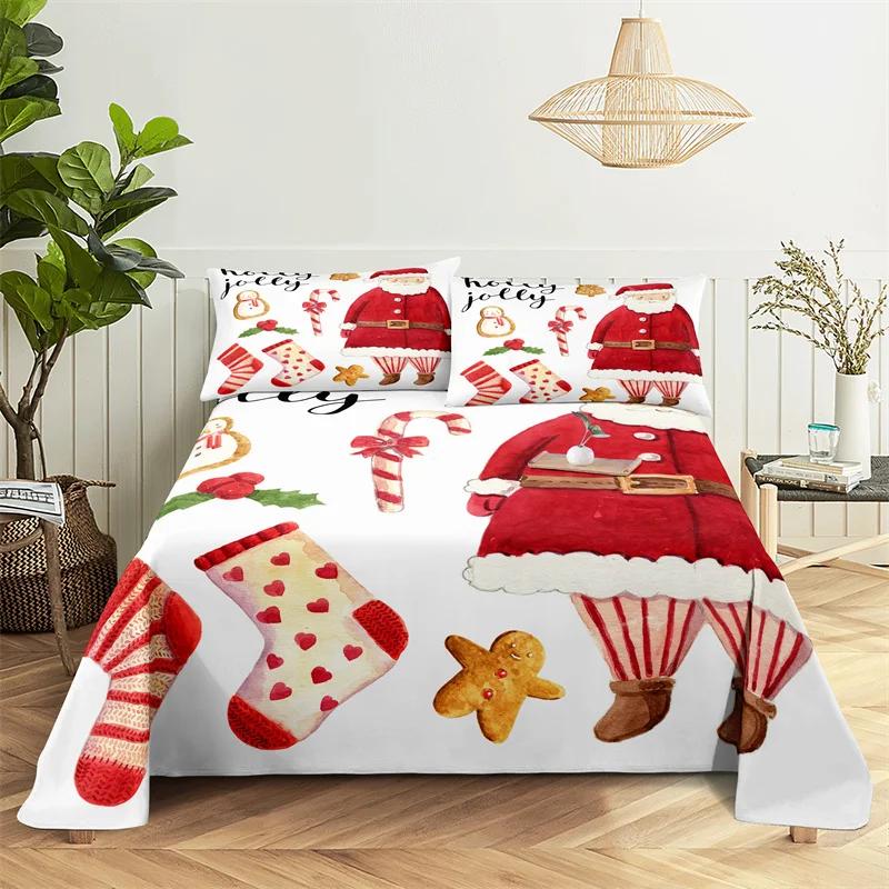 Sängkläder Set Julmönster Lakan Modedesign Dubbelt Platt Lakan Pojkar Flickor Lakan Set Lakan och Örngott