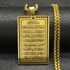 Muslimische Islamische Koran Sutra Anhänger Halskette für Frauen Männer Edelstahl Goldfarbe Arabisch Allah Kette Schmuck NZZZ927S02