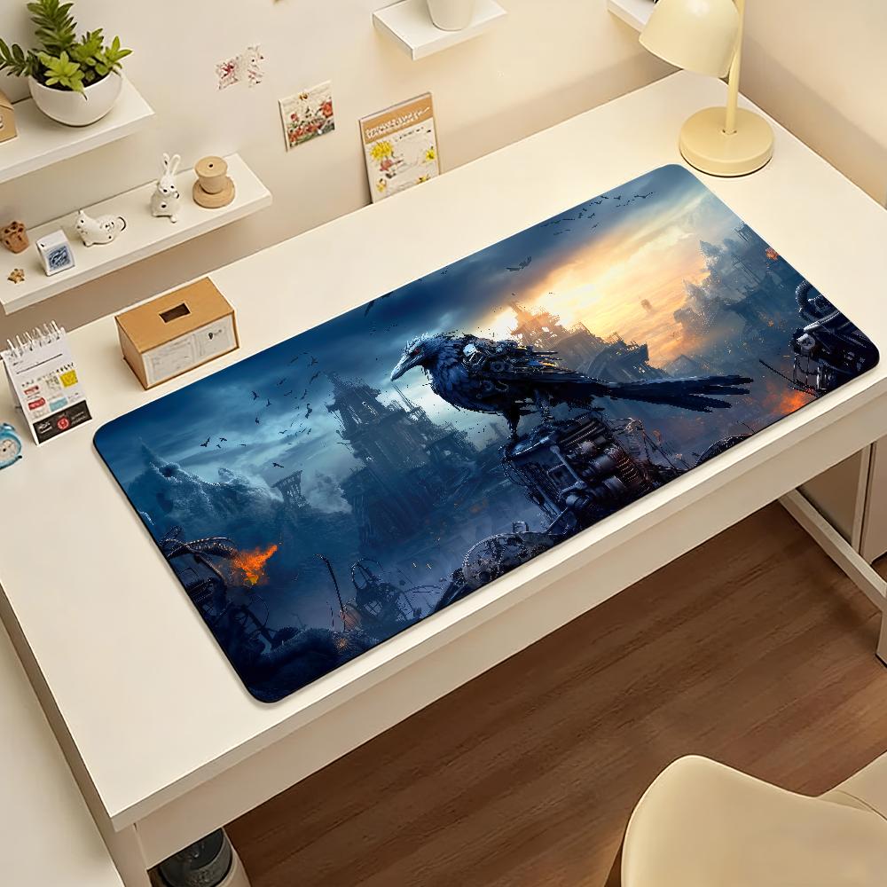 Crow Skull Ravens Mouse Pad Nonslip Locking Edge DeskMat PC Laptop Accessories Rubber Office Keyboard Large Game XXL Carpet