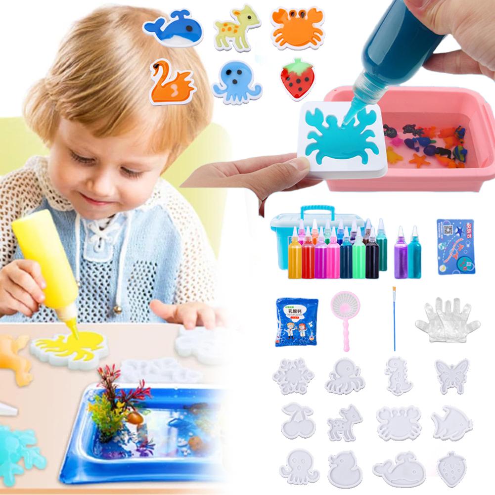 Sea Creature Water ELF Kit W/ Shape Molds Aqua Fairy Water Gel Kit Sensory Aqua Fairy Toys Set for Kids Age 3 5 6 8-12