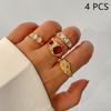 4Pcs Personality Versatile Bohemian Ring Set For Women Girls Sweet Cool Luxury Geometric Finger Ring Jewelry Accessories Gifts