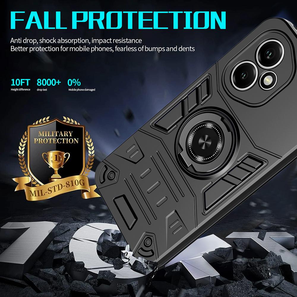 For Honor 400 5G (Global) Case with Ring Holder Kickstand PC + TPU Anti-Fall Phone Cover