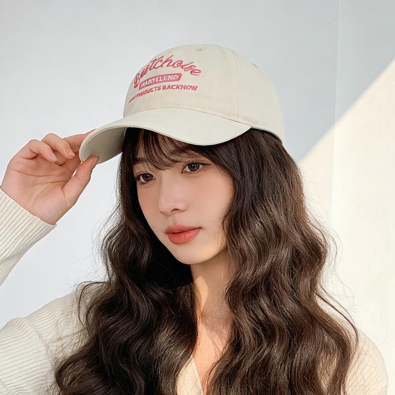 

New spring and summer wide brim show face small cap versatile soft top American retro sun hat M（56-58cm）