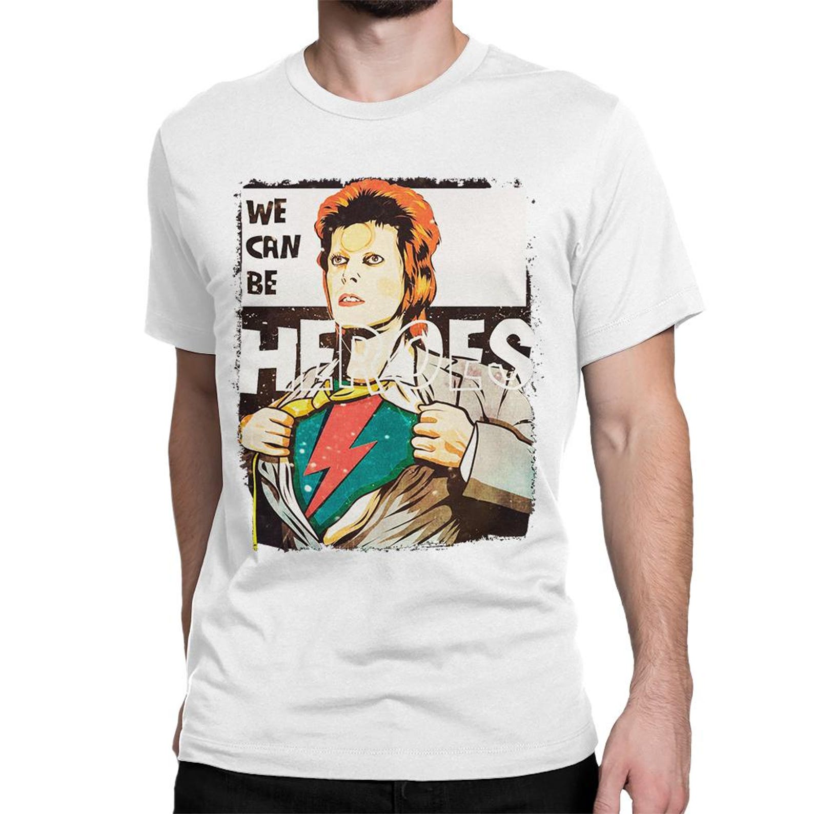 David Bowie We Can Be Heroes T-Shirt, Men s and Women s Sizes L