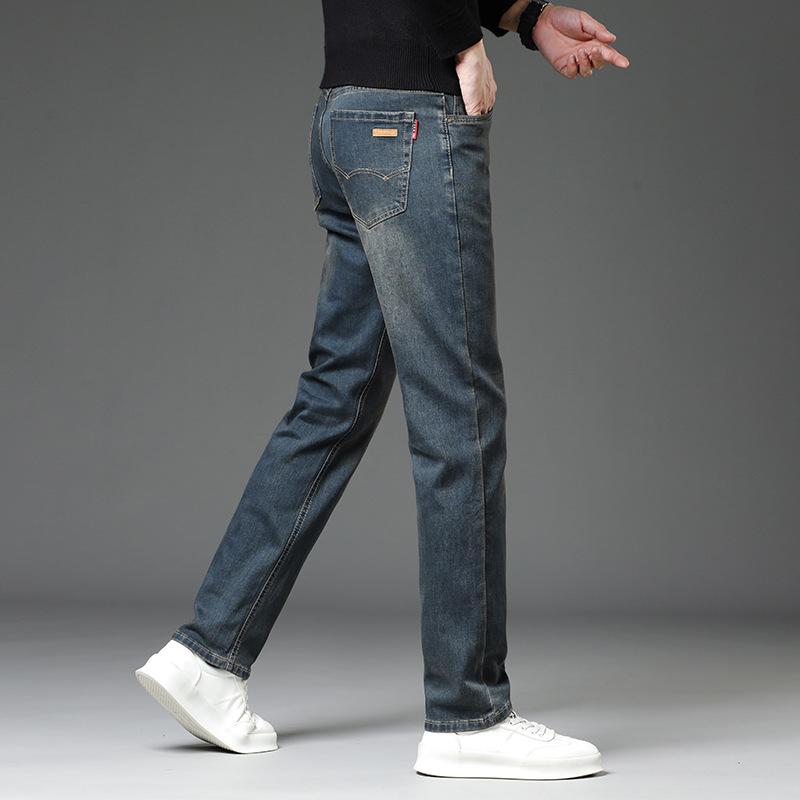 Autumn New Men's Jeans Elastic Loose Straight Leg Youth All-match Denim Trousers Fashionable Iron-free Light Business