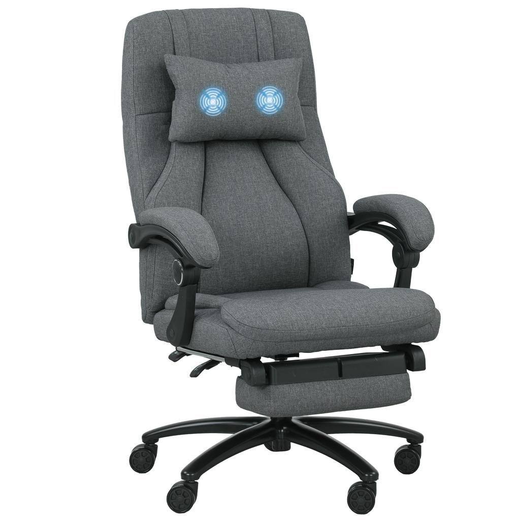 Massage Office Chair, USB Interface, Swivel Casters, Dark Grey