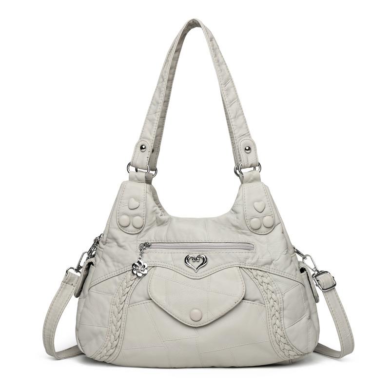 

Сумка для мамы среднего возраста Женская сумка через плечо Большая вместимость Мягкая кожа Ручная сумка на плечо серый