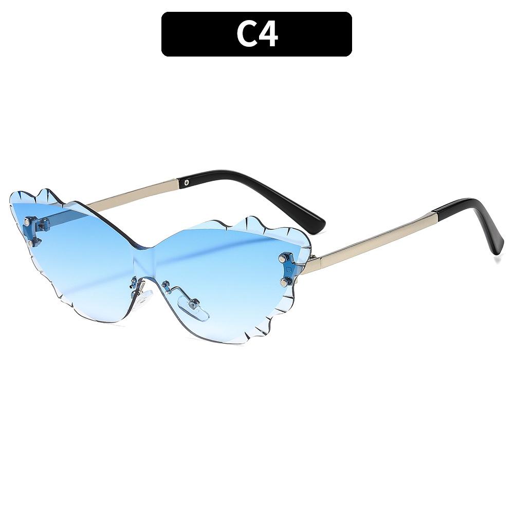 New Fashion Butterfly Diamond Frame Sun Glasses Women Rimless Women Metal Sunglasses for Travel 2025