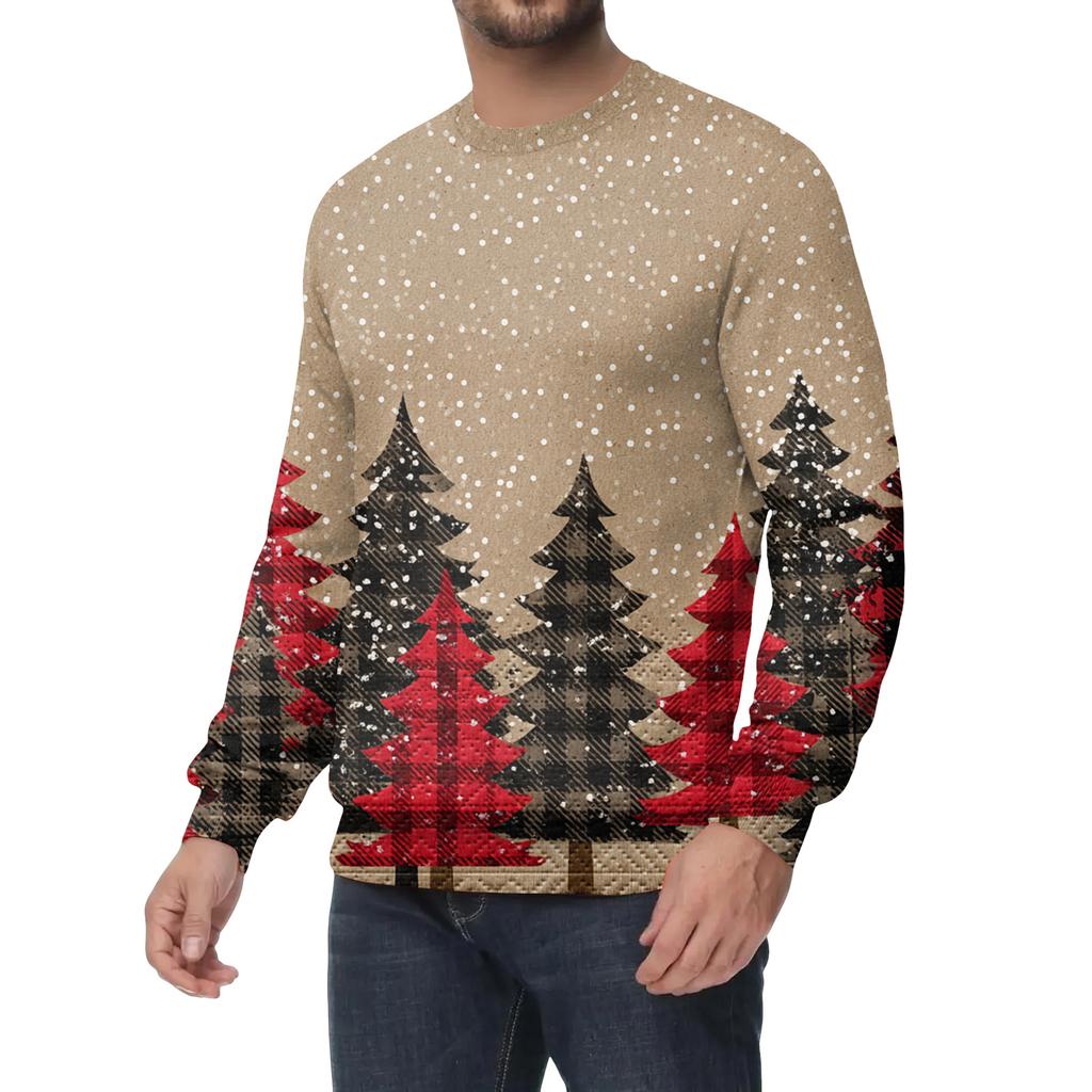 Men's Casual Fashion Printed Round Neck Pullover Sweatshirt