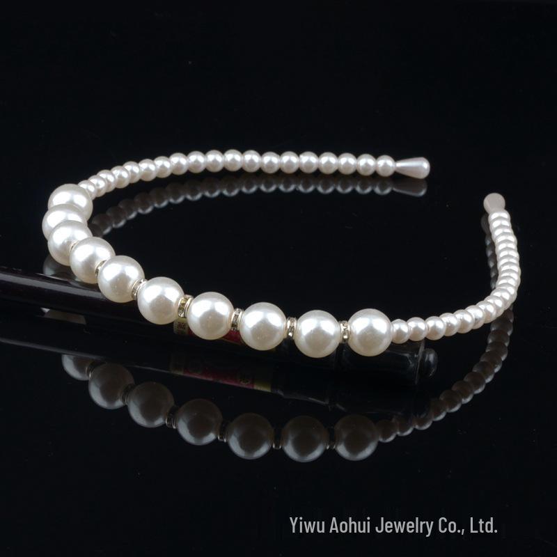 Handwoven Faux Pearl Headband & Bow Hair Clip Set for Brides
